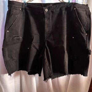 NWT Black Distressed Denim Cargo Shorts